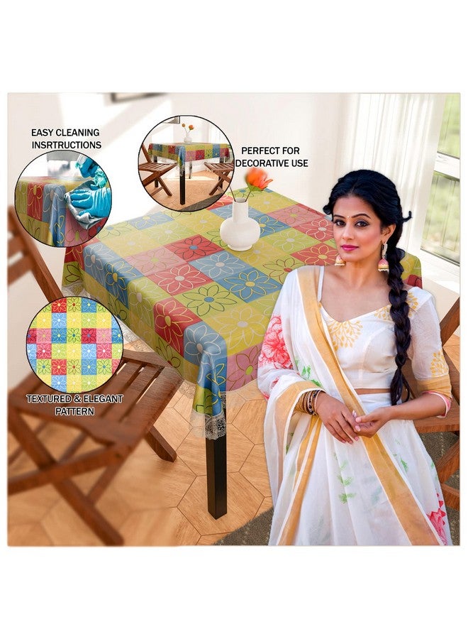 Kuber Industries Square Table Cover for 4 Seater|PVC Waterproof Check Pattern Tablecloth Indoor & Outdoor|48x48 Inch (Multicolor) - Image 4