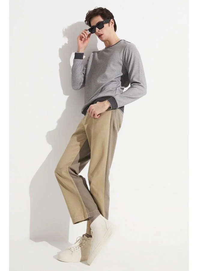 جون June Exclusive Men Textured Crew Neck Sweatshirt Grey