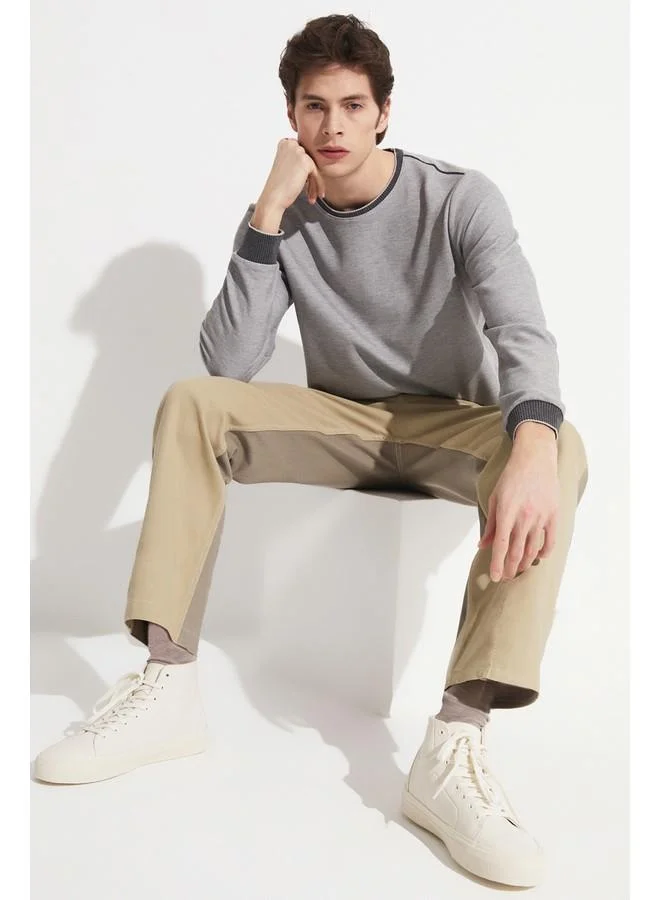 جون June Exclusive Men Textured Crew Neck Sweatshirt Grey