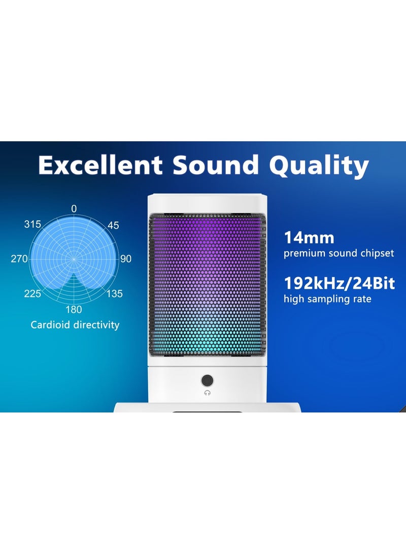 ميكروفون تسجيل ألعاب الرياضات الإلكترونية RGB مع حامل معدني لميكروفون سطح المكتب للتسجيل في الاستوديو - Image 3