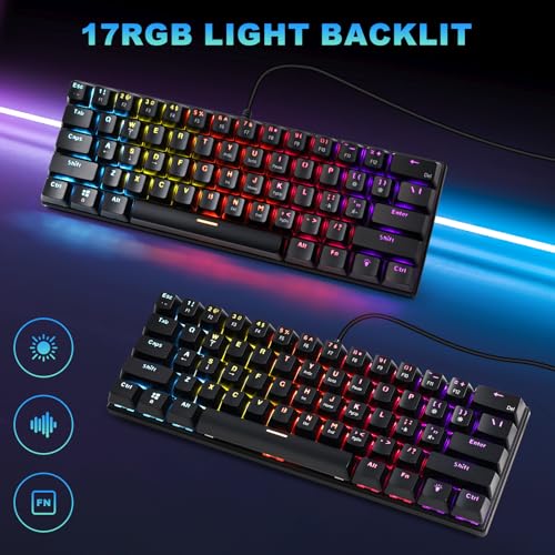 Gaozen 60% Wired Mechanical Gaming Keyboard RGB Backlit Anti-Ghosting Compact 61-Keys Mini Keyboard with Red Switch | for Windows Laptop PC Gamer Office Typist - Image 4