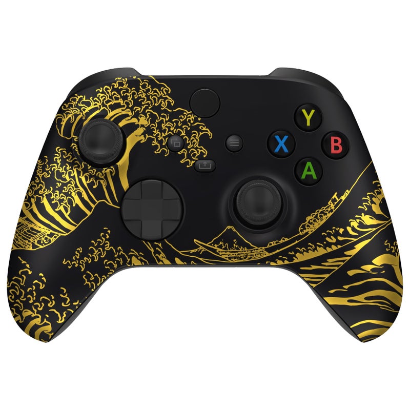 eXtremeRate Replacement Shell for Xbox Series X|S Controller, Personalize Your Control - Custom Front Housing Faceplate for Xbox Wireless Controller - The Great Golden Wave Off Kanagawa - Image 4