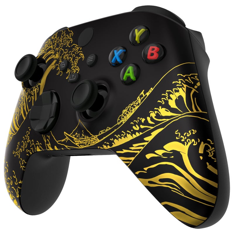 eXtremeRate Replacement Shell for Xbox Series X|S Controller, Personalize Your Control - Custom Front Housing Faceplate for Xbox Wireless Controller - The Great Golden Wave Off Kanagawa - Image 5