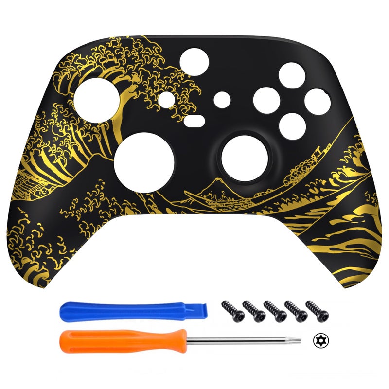 eXtremeRate Replacement Shell for Xbox Series X|S Controller, Personalize Your Control - Custom Front Housing Faceplate for Xbox Wireless Controller - The Great Golden Wave Off Kanagawa - Image 3