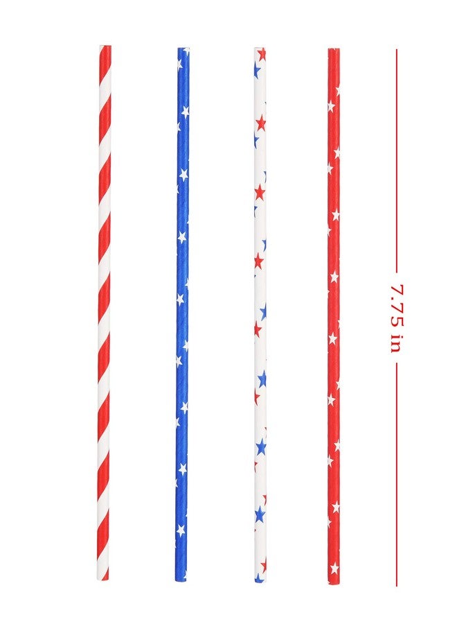 ALINK American Flag Red Blue White Paper Straws, 100 Stripe/Star Biodegradable Straws for Memorial Day /4th of July, Super Bowl, Patriotic Party, Americana Themed Party Celebration and Holiday - Image 3