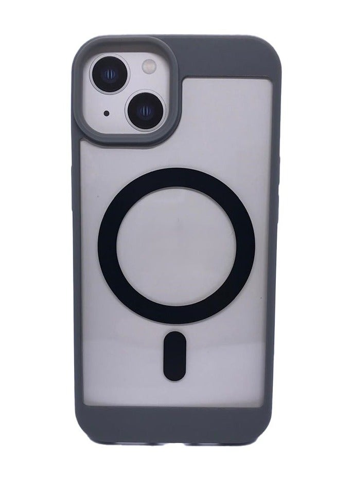 Magnetic transparent iPhone 15 case supports MagSafe  charging  for iPhone 15 - Grey 
