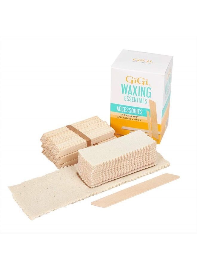 GIGI Waxing Essentials Kit | Face & Body Hair Waxing & Hair Removal | 100 Wax Applicators and 100 Natural Muslin Epilating Strips - Image 1