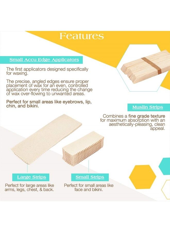 GIGI Waxing Essentials Kit | Face & Body Hair Waxing & Hair Removal | 100 Wax Applicators and 100 Natural Muslin Epilating Strips - Image 2