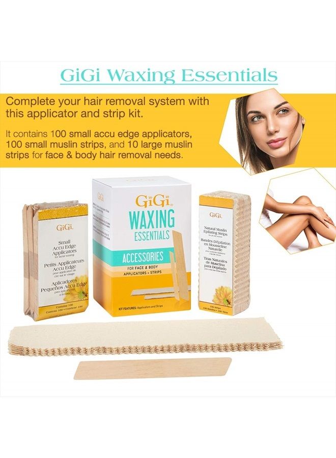 GIGI Waxing Essentials Kit | Face & Body Hair Waxing & Hair Removal | 100 Wax Applicators and 100 Natural Muslin Epilating Strips - Image 3