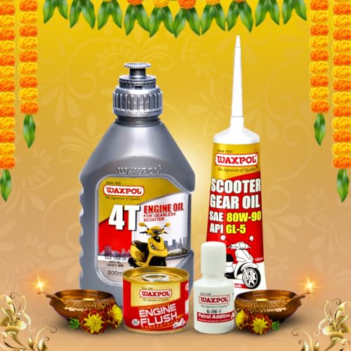 Waxpol Bike Engine Care Kit for Scooter & Motorcycle | 10W-30 4T Petrol Engine Oil 800ml | Engine Flush 50ml | Petrol Fuel Additive 40ml | Gear Oil 80W-90 120ml - Image 2