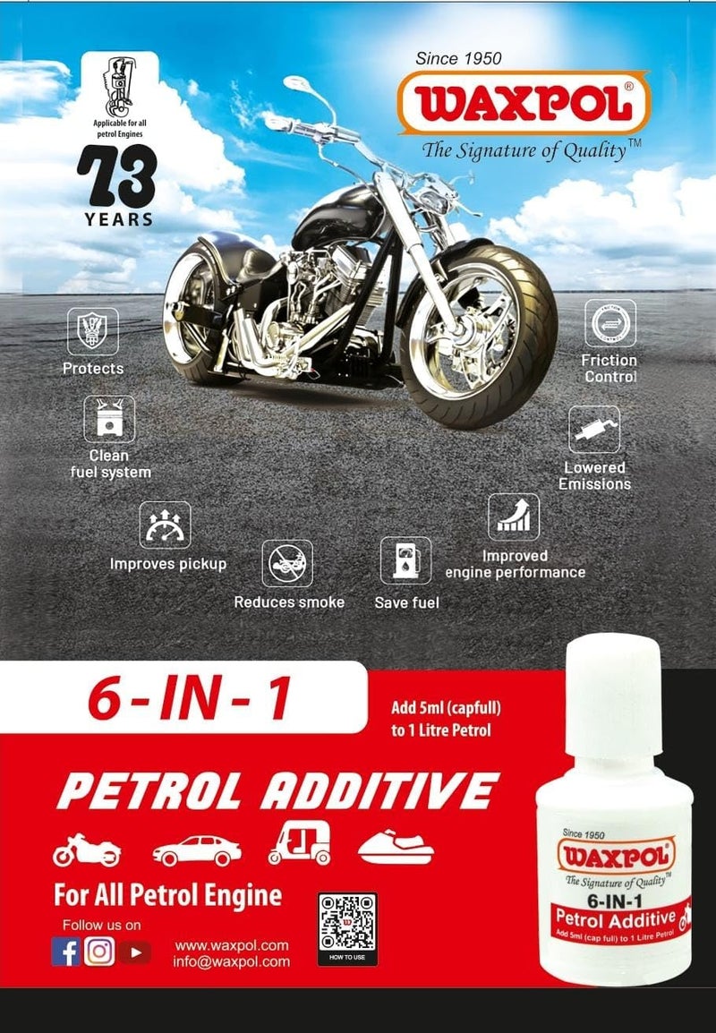 Waxpol Bike Engine Care Kit for Scooter & Motorcycle | 10W-30 4T Petrol Engine Oil 800ml | Engine Flush 50ml | Petrol Fuel Additive 40ml | Gear Oil 80W-90 120ml - Image 3