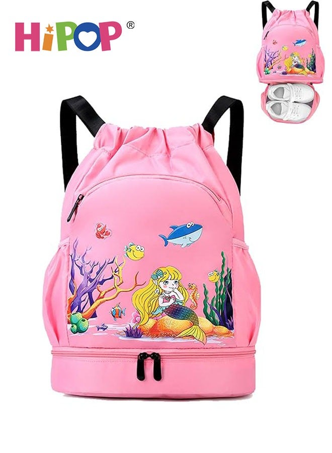 HIPOP Children's Swimming Bag, Swimming Bag for Boys and Girls, Children Swimming Backpack, Waterproof Bag with Compartments for Boys, Girls, Swimming Pools, Beach, Camping, Holidays  - Image 1