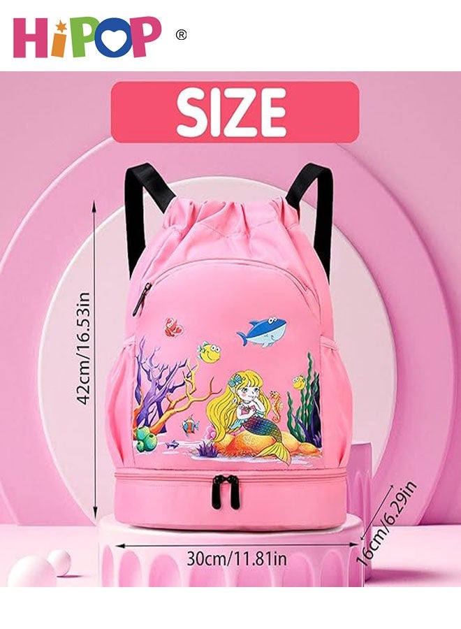 HIPOP Children's Swimming Bag, Swimming Bag for Boys and Girls, Children Swimming Backpack, Waterproof Bag with Compartments for Boys, Girls, Swimming Pools, Beach, Camping, Holidays  - Image 2