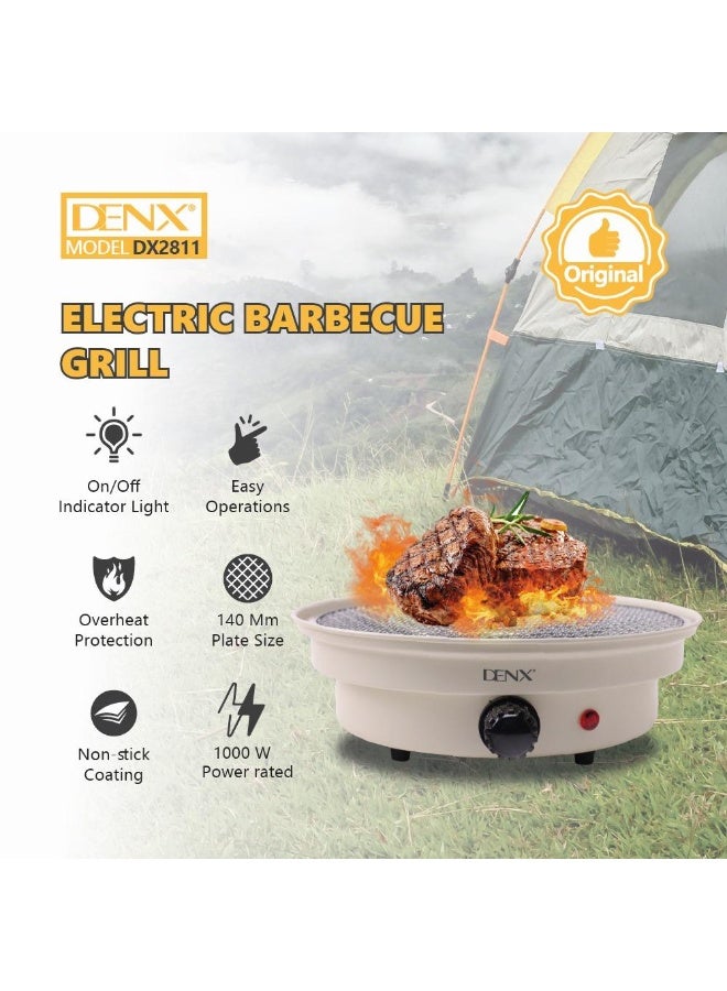 Denx DINEX Electric Grill, Portable Outdoor Grill with Non-Stick Surface, Removable Grease Tray, Compact Travel Round Grill for Camping, Picnics, Gardens, and Patio Cooking, DX2811 - Image 4