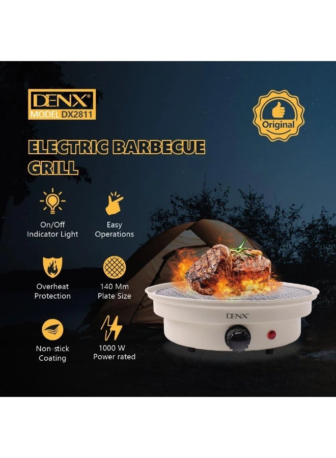 Denx DINEX Electric Grill, Portable Outdoor Grill with Non-Stick Surface, Removable Grease Tray, Compact Travel Round Grill for Camping, Picnics, Gardens, and Patio Cooking, DX2811 - Image 5