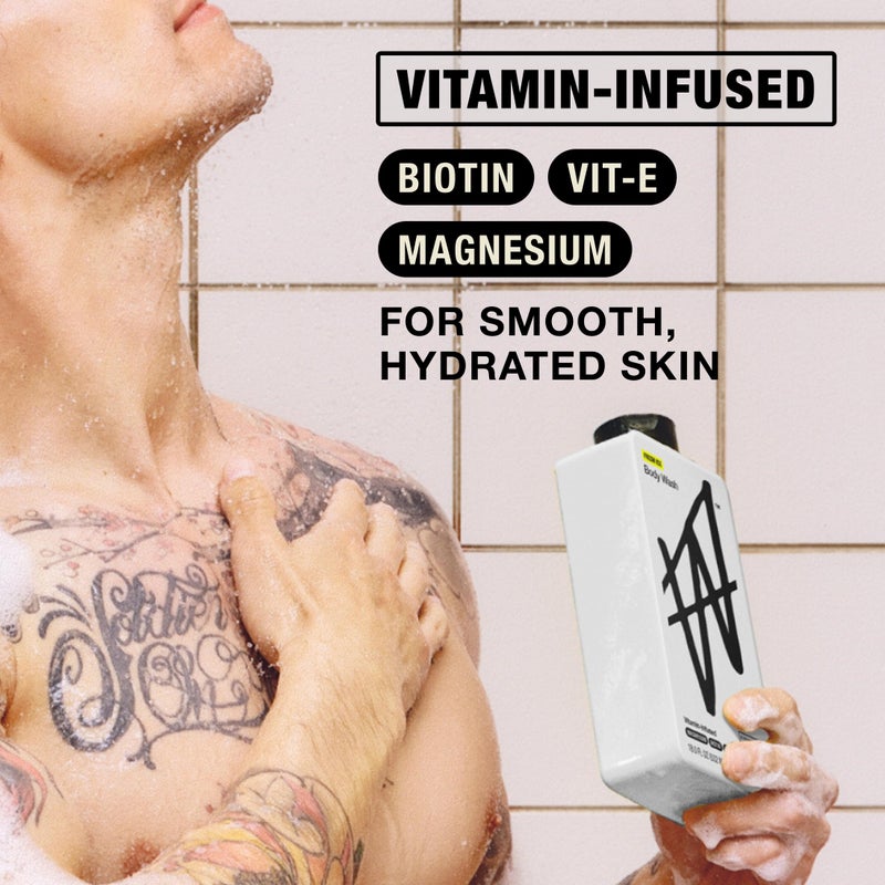 W By Jake Paul Body Wash for Men, Exfoliating Shower Gel with Jojoba Oil, Deep Clean Hydrating Mens Bodywash, Fresh Ice Scent, 18 fl oz - Image 4