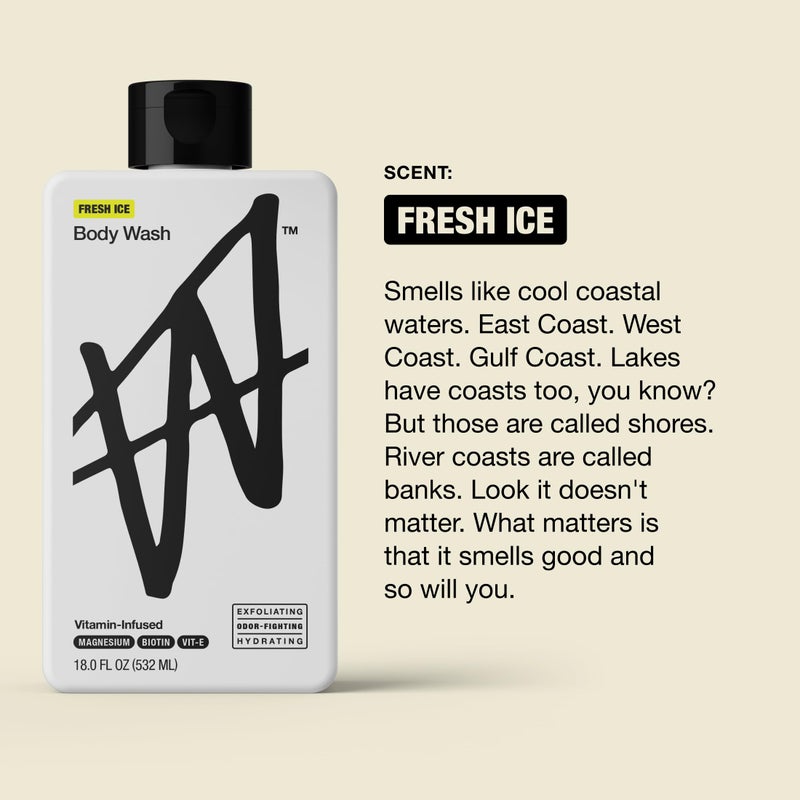 W By Jake Paul Body Wash for Men, Exfoliating Shower Gel with Jojoba Oil, Deep Clean Hydrating Mens Bodywash, Fresh Ice Scent, 18 fl oz - Image 5