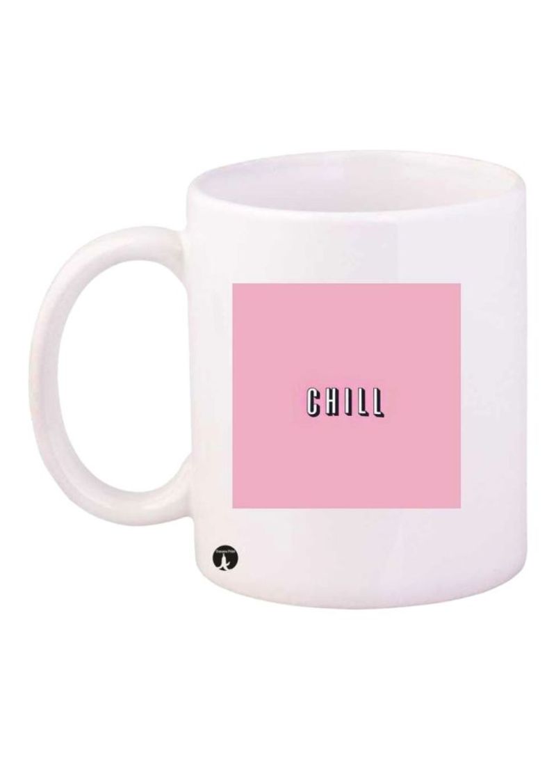 RKN English Phrases Printed Coffee Mug White/Pink Standard Size