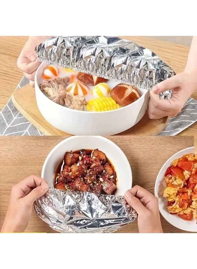 100PCS Reusable Aluminum Foil Food Covers for Bowls & Plates, Heat Insulation, Microwave Safe, Food Prep - Image 2