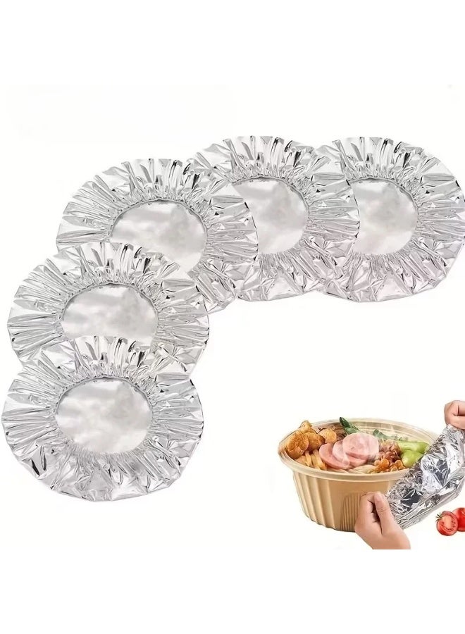 100PCS Reusable Aluminum Foil Food Covers for Bowls & Plates, Heat Insulation, Microwave Safe, Food Prep - Image 5