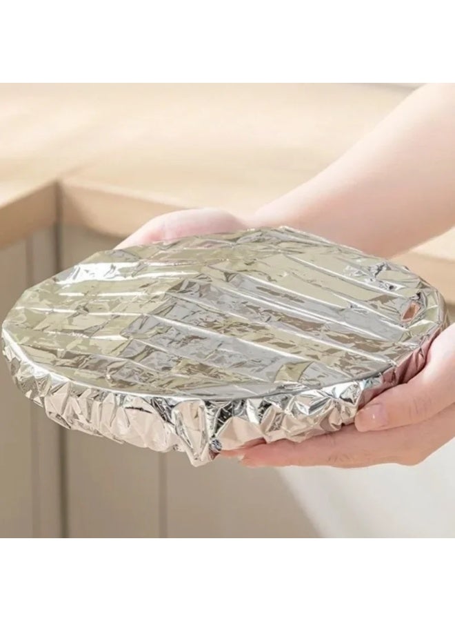 100PCS Reusable Aluminum Foil Food Covers for Bowls & Plates, Heat Insulation, Microwave Safe, Food Prep - Image 1