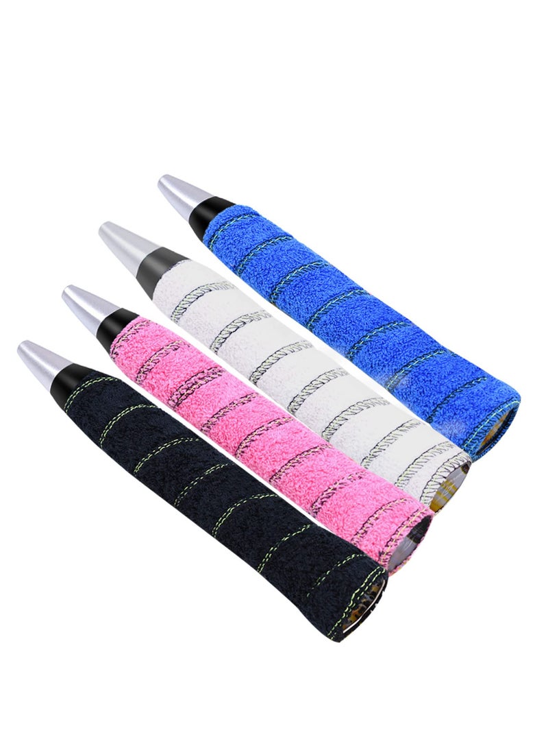 SYOSI Toweling Racket Overgrip, 4 Pcs Super Absorbent Cotton Towel, Skid Resist Absorb Sweat Grip Tape, Handles Protection for Tennis Badminton Racquetball Squash Baseball - Image 1