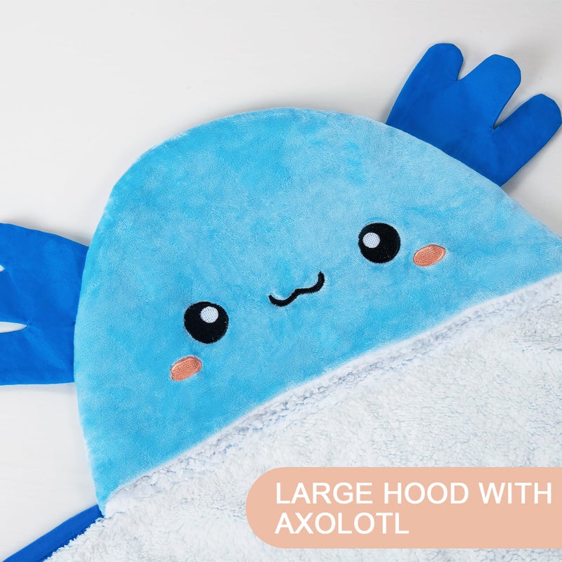 Happy Fuel Axolotl Wearable Hooded Blanket for Adults - Super Soft Warm Cozy Plush Flannel Fleece & Sherpa Hoodie Throw Cloak Wrap - Axolotl Gifts for Women Adults and Kids - Image 2