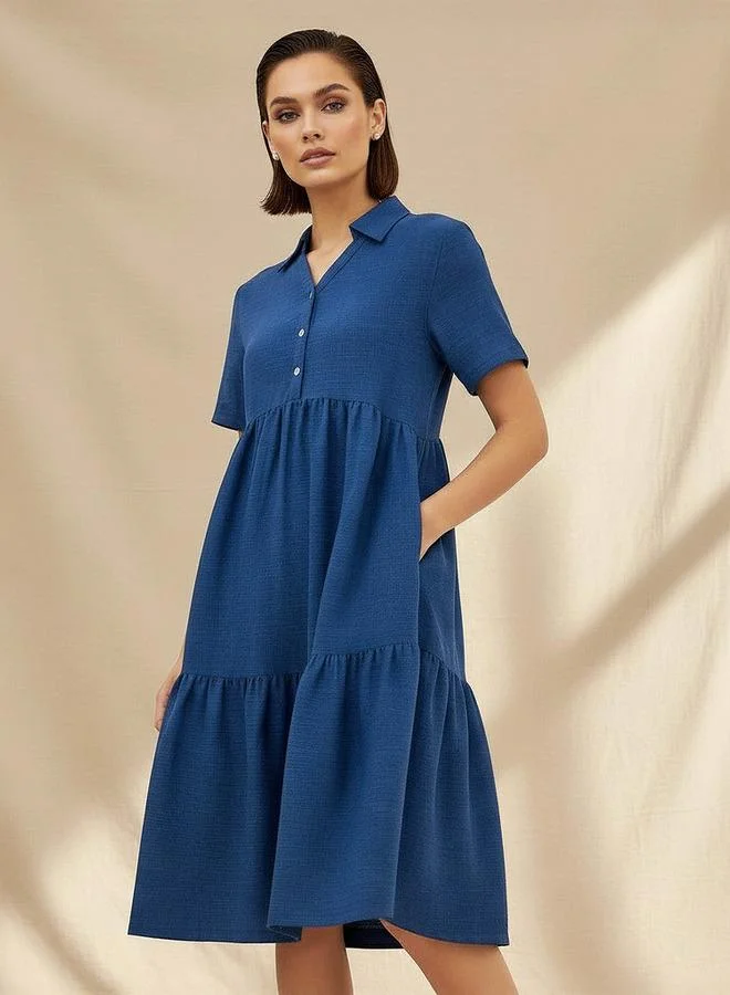 سبلاش فيڤ Tiered Midi Dress with Collar