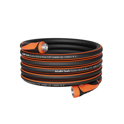 Giraffe Tools Garden Hose 50ft x 58 Water Hose Heavy Duty Flexible Lightweight Hybrid Hose with Swivel Handle Male to Female Fittings Burst 600 PSI