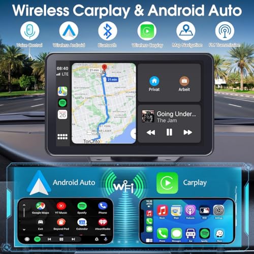VUKARUAL 2025 Enhanced Carplay Screen for Car - 7" HD Portable Carplay & Android Auto with Bluetooth, HD Backup Camera, GPS Navigation, Siri, FM Radio, AUX, and Mirror Link – Compatible with All Vehicles - Image 4