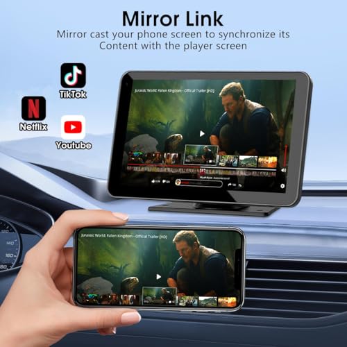 VUKARUAL 2025 Enhanced Carplay Screen for Car - 7" HD Portable Carplay & Android Auto with Bluetooth, HD Backup Camera, GPS Navigation, Siri, FM Radio, AUX, and Mirror Link – Compatible with All Vehicles - Image 3