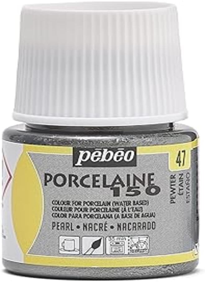 Pebeo - Pebeo Porcelaine, 45 ml Bottles, Pewter - Image 1