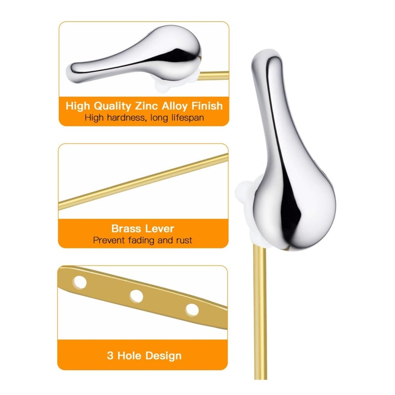 Barakah مقبض مرحاض أمامي، مجموعة استبدال مقبض المرحاض، مقبض تدفق مرحاض عالمي، ذراع نحاسي مع ذراع من سبائك الزنك لمقبض خزان المرحاض، مقبض استبدال ذراع تدفق الخزان - Image 3