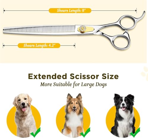 Gimars 8 Inch Sharp 54 Teeth Professional Dog Grooming Scissors Heavy Duty 440C Stainless Steel Ergonomic Pet Grooming Scissor for Dogs, Cats and Other Animals - Image 4