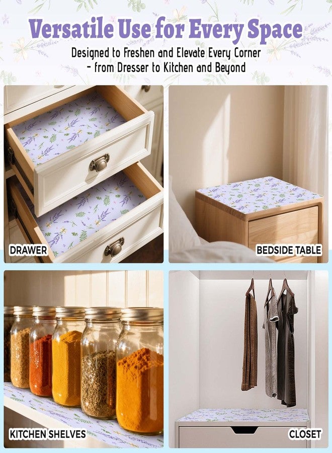 اس تي ار ان بطانات أدراج من الفولاذ المقاوم للصدأ للخزائن، بطانات أدراج برائحة اللافندر (6 أوراق)، بطانات ورقية غير لاصقة لأدراج غرف النوم والخزائن وصناديق الأحذية - Image 5