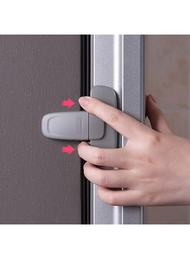 Grey Plastic Refrigerator Lock Secure Easy Install Fridge Latch for Kids Safety Cabinet Door Lock Baby Proofing Home - Image 1