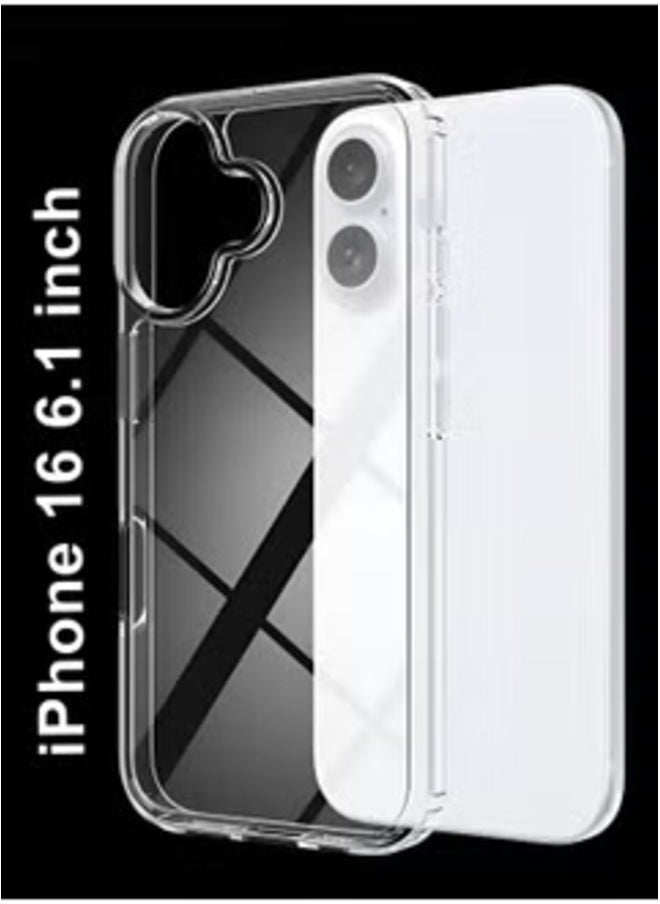 Raxoom Crystal Clear iPhone 16 Case – 6.1 Inch Transparent Slim Thin Shockproof Cover - Image 1