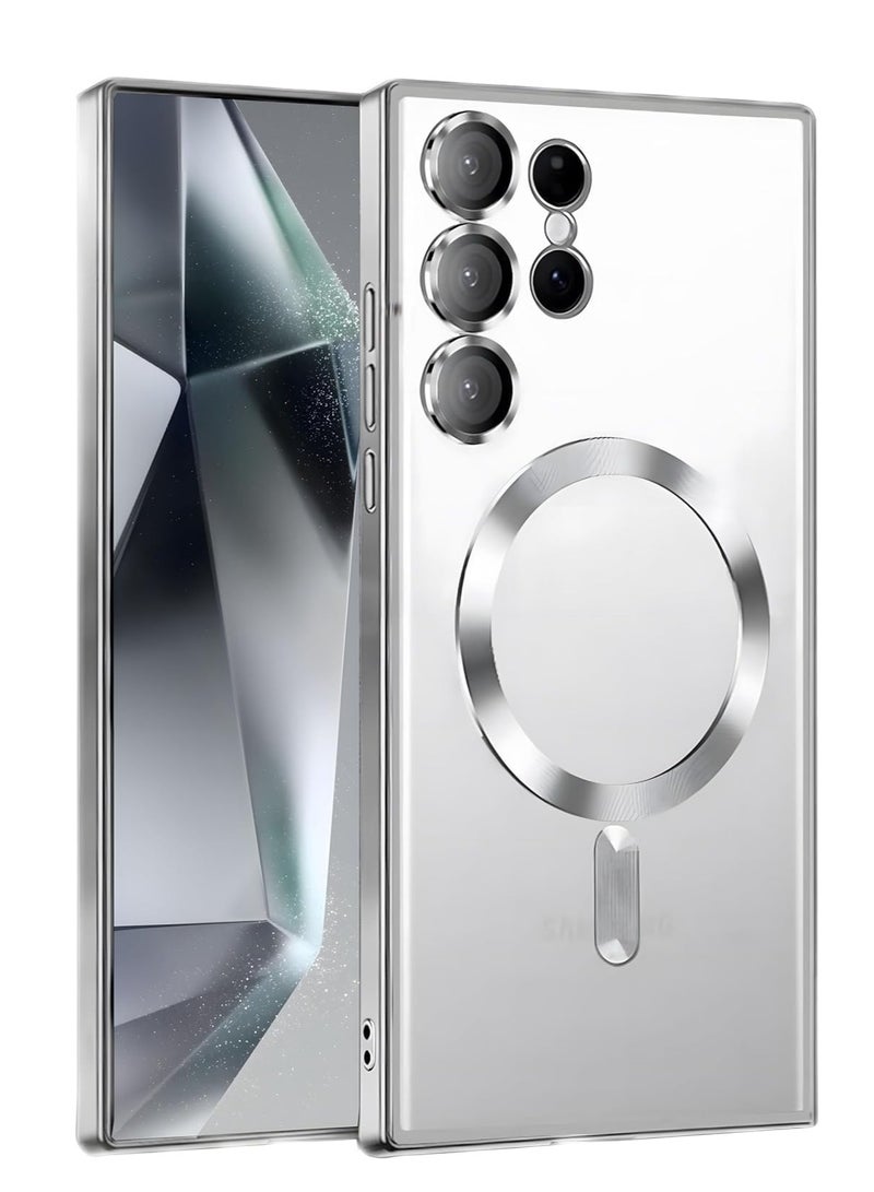 ELTRAZONE Case Compatible with Samsung Galaxy S25 Ultra 6.8" – Clear Magnetic Case with Camera Protection & Wireless Charging Support – Soft TPU Shockproof Cover (Silver) - Image 1