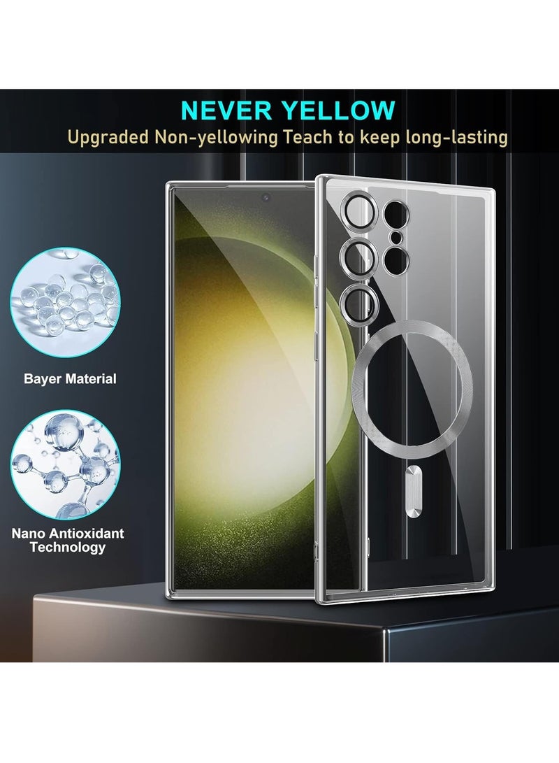 ELTRAZONE Case Compatible with Samsung Galaxy S25 Ultra 6.8" – Clear Magnetic Case with Camera Protection & Wireless Charging Support – Soft TPU Shockproof Cover (Silver) - Image 5