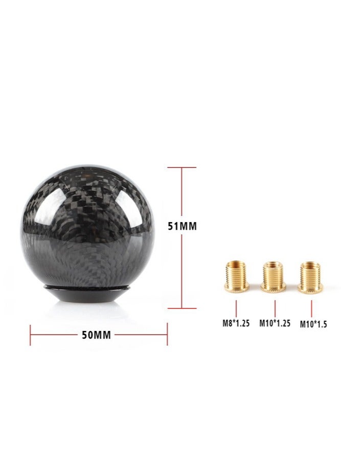 general Car modification accessory carbon fiber gear shift knob round carbon fiber pattern automatic gear lever head - Image 2