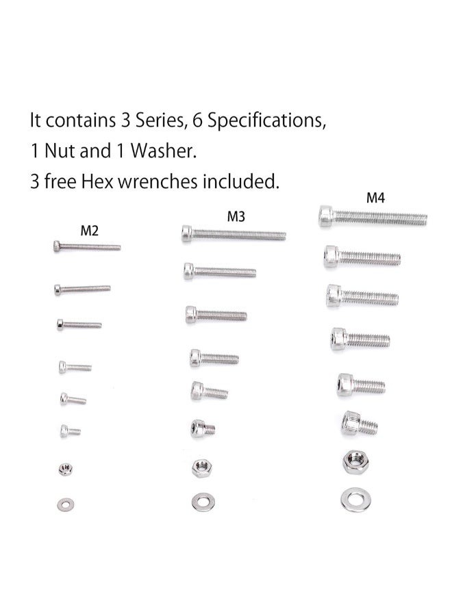 1080-Piece Stainless Steel Screw And Nut Hex Socket Set Silver 16 x 45mm - Image 4