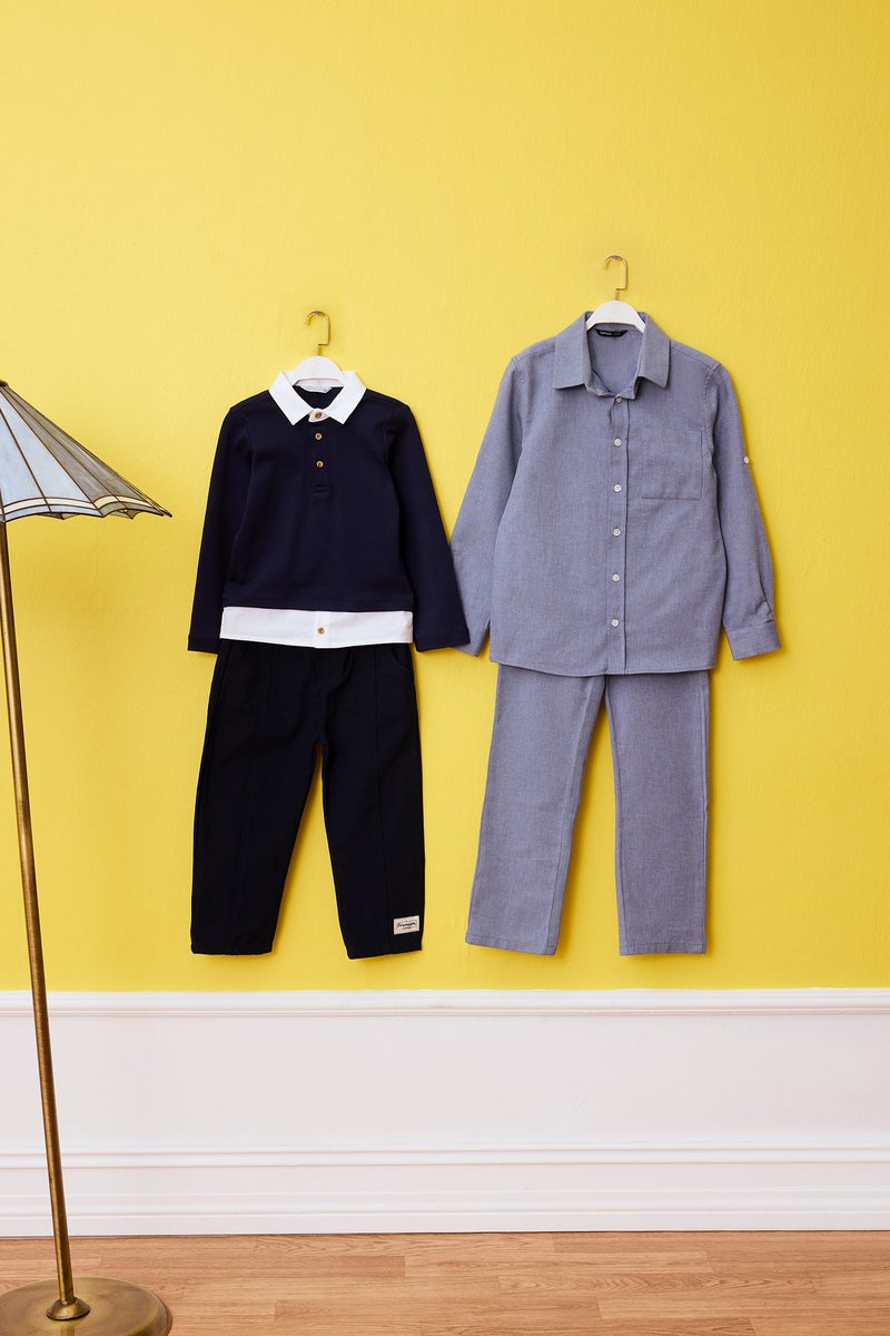 ديفاكتو تيشيرت بيبي اولادي كم طويل قصة عادية وياقة قميص - Image 1