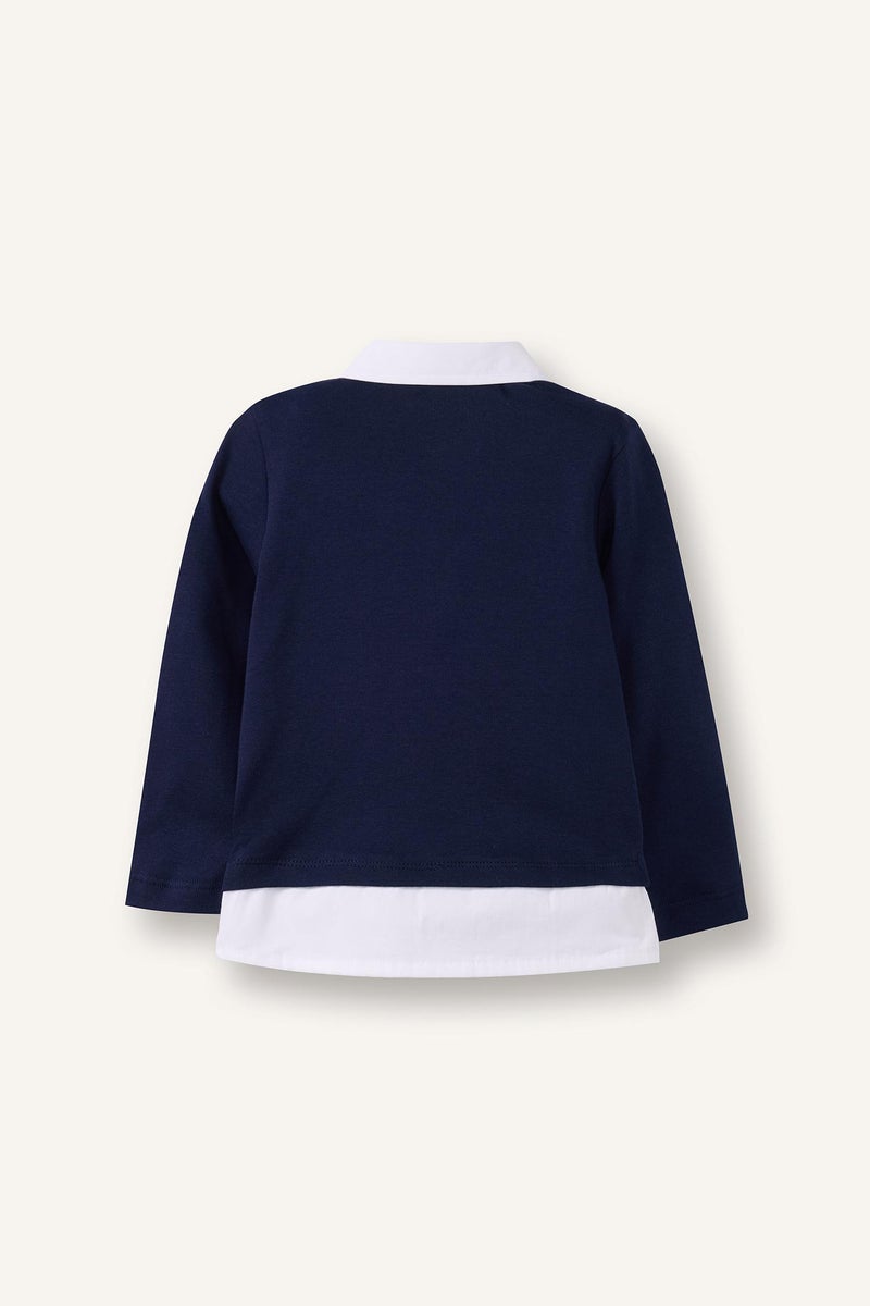 ديفاكتو تيشيرت بيبي اولادي كم طويل قصة عادية وياقة قميص - Image 4