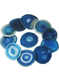 rockcloud rockcloud 10 Pcs Agate Light Table Slices, Healing Crystals Geode Stones,Irregular Home Decoration Jewelry Making,Round,Blue 