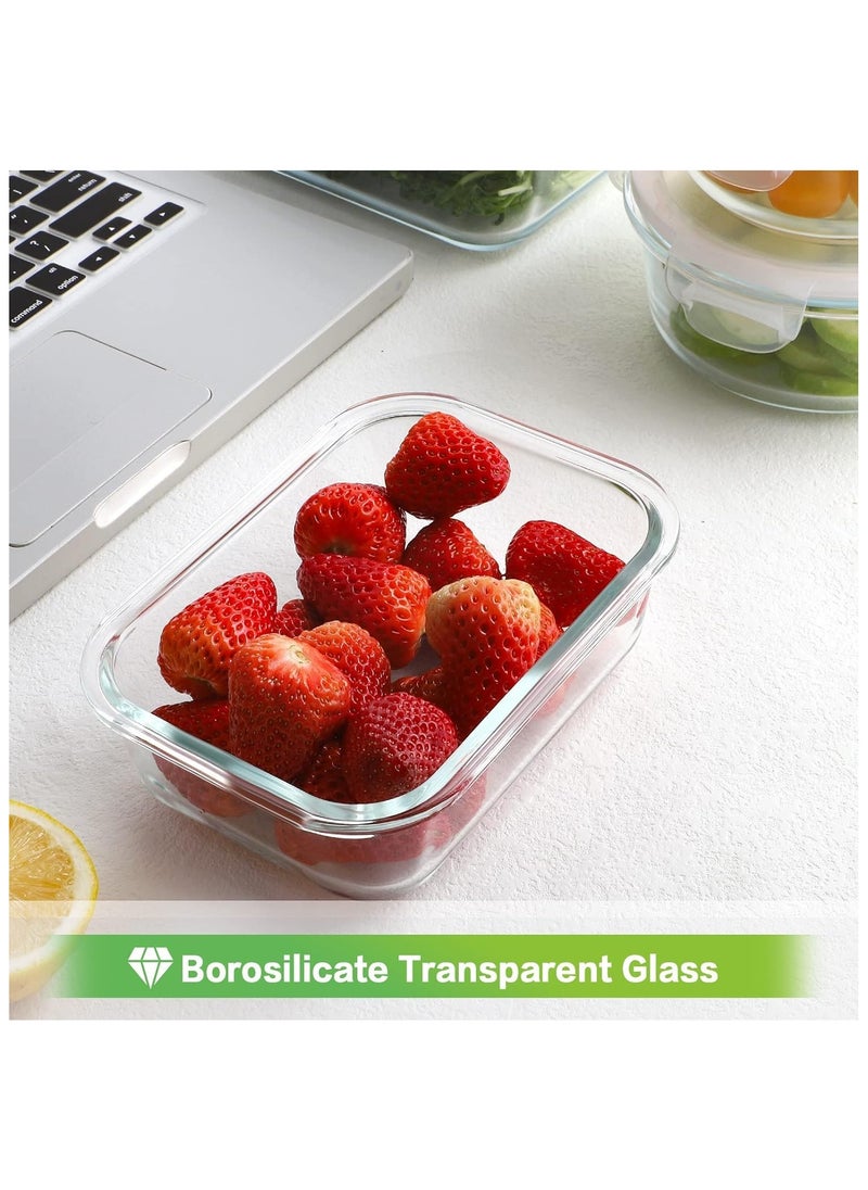 3PCS Glass Storage Containers Airtight Bento Boxes Set with Leak Proof Locking Lids Microwave Safe Glass Crisper for Home Office Kitchen Camping Meal Prep Storage