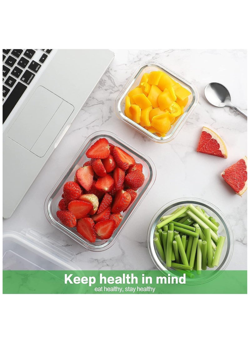 3PCS Glass Storage Containers Airtight Bento Boxes Set with Leak Proof Locking Lids Microwave Safe Glass Crisper for Home Office Kitchen Camping Meal Prep Storage