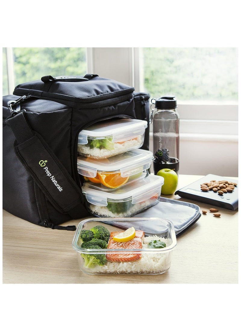 3PCS Glass Storage Containers Airtight Bento Boxes Set with Leak Proof Locking Lids Microwave Safe Glass Crisper for Home Office Kitchen Camping Meal Prep Storage