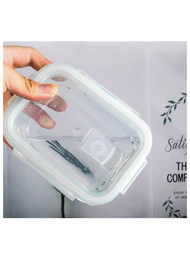 3PCS Glass Storage Containers Airtight Bento Boxes Set with Leak Proof Locking Lids Microwave Safe Glass Crisper for Home Office Kitchen Camping Meal Prep Storage