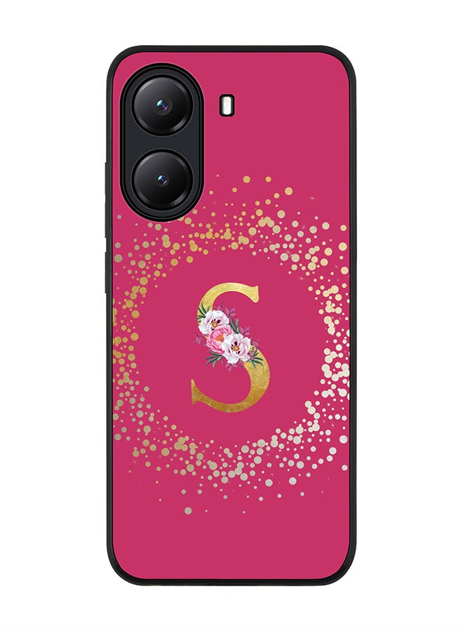 Stylizedd For Xiaomi Poco X7 Pro 5G Case,Slim fit Camera Protection, Shockproof Thin Phone cover  - Custom Monogram Floral - S ( Deep Pink ) - Image 1