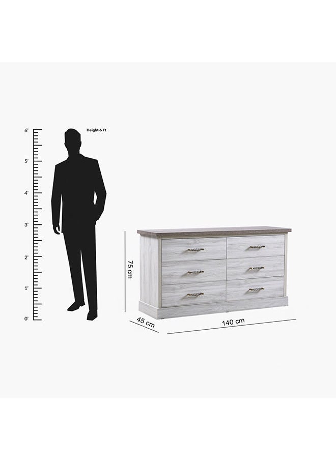 Home Box - Angelic 6-Drawer Master Dresser Without Mirror 120x75x45cm - Image 1